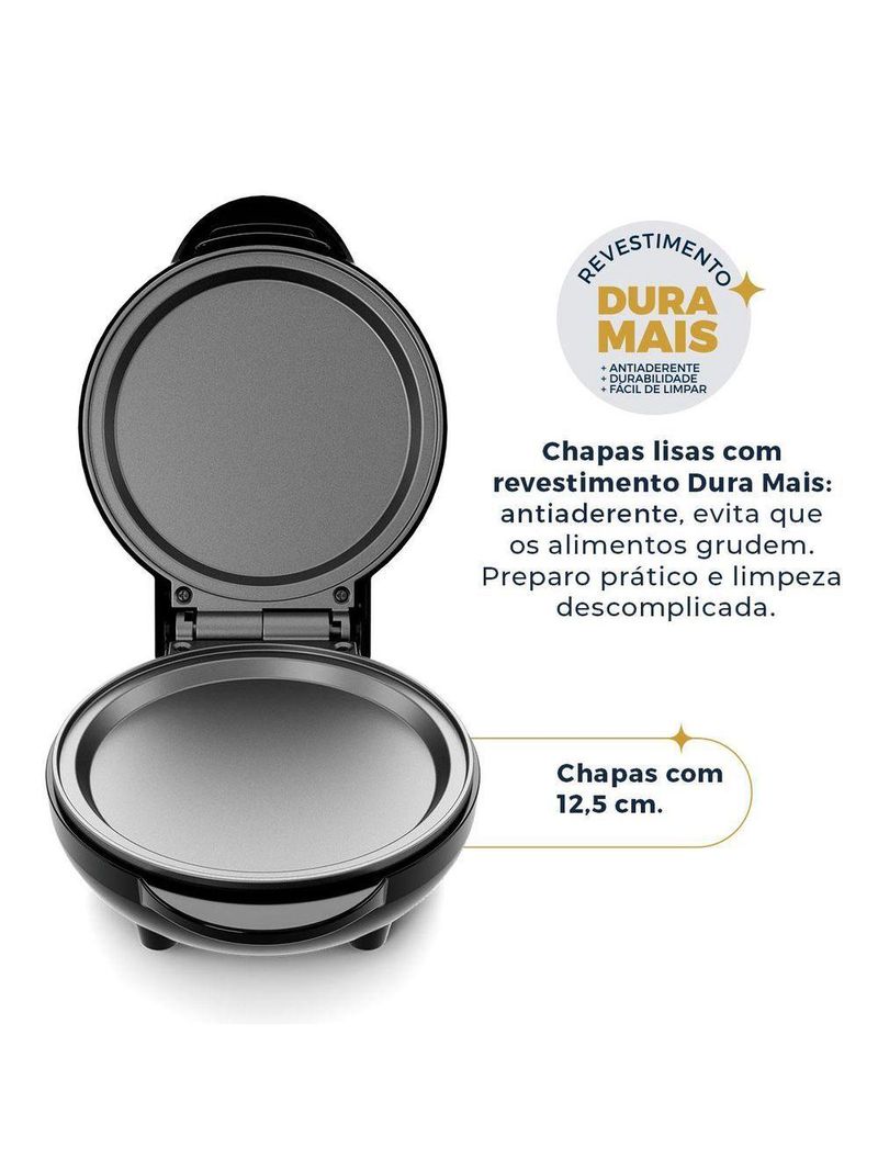 Mini Grill E Sanduicheira Britânia 550W Chapas Lisas BGRE03A 110V
