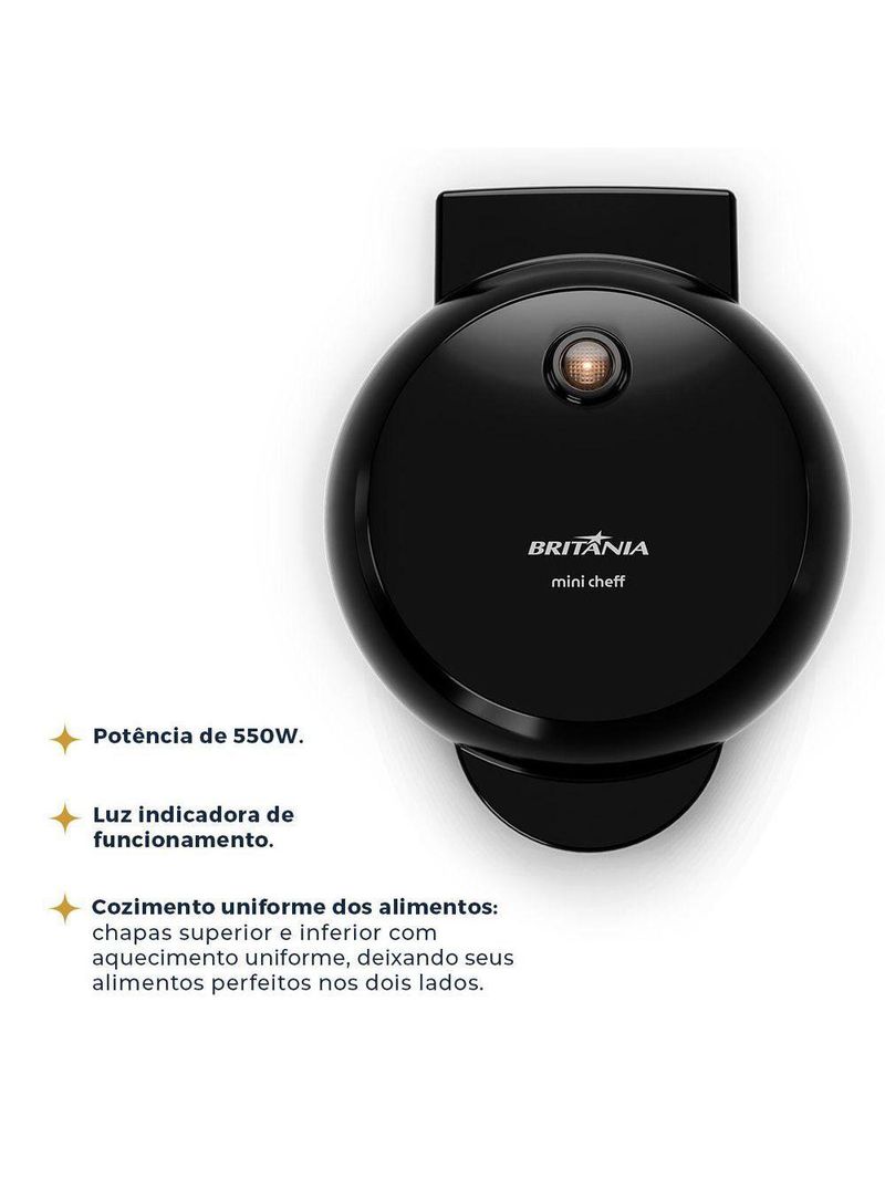 Mini Grill E Sanduicheira Britânia 550W Chapas Lisas BGRE03A 110V
