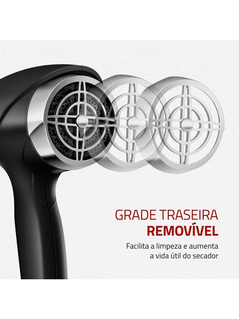 Secador De Cabelos Preto/cromado Prata Scn-04 220v/60hz