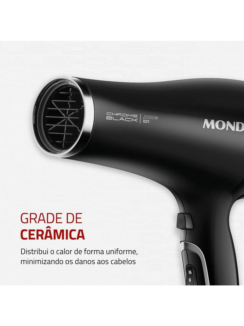 Secador De Cabelos Preto/cromado Prata Scn-04 220v/60hz