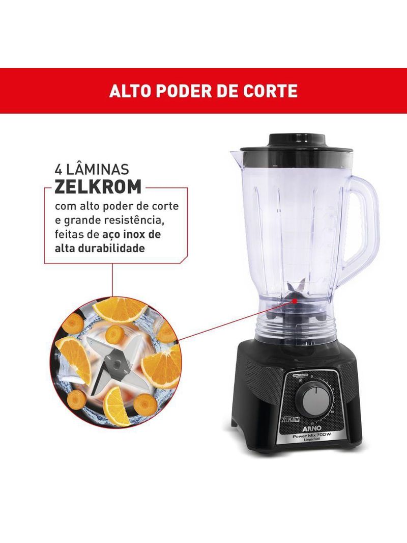 Liquidificador Powermix Arno 700W LQ33 Preto 110V