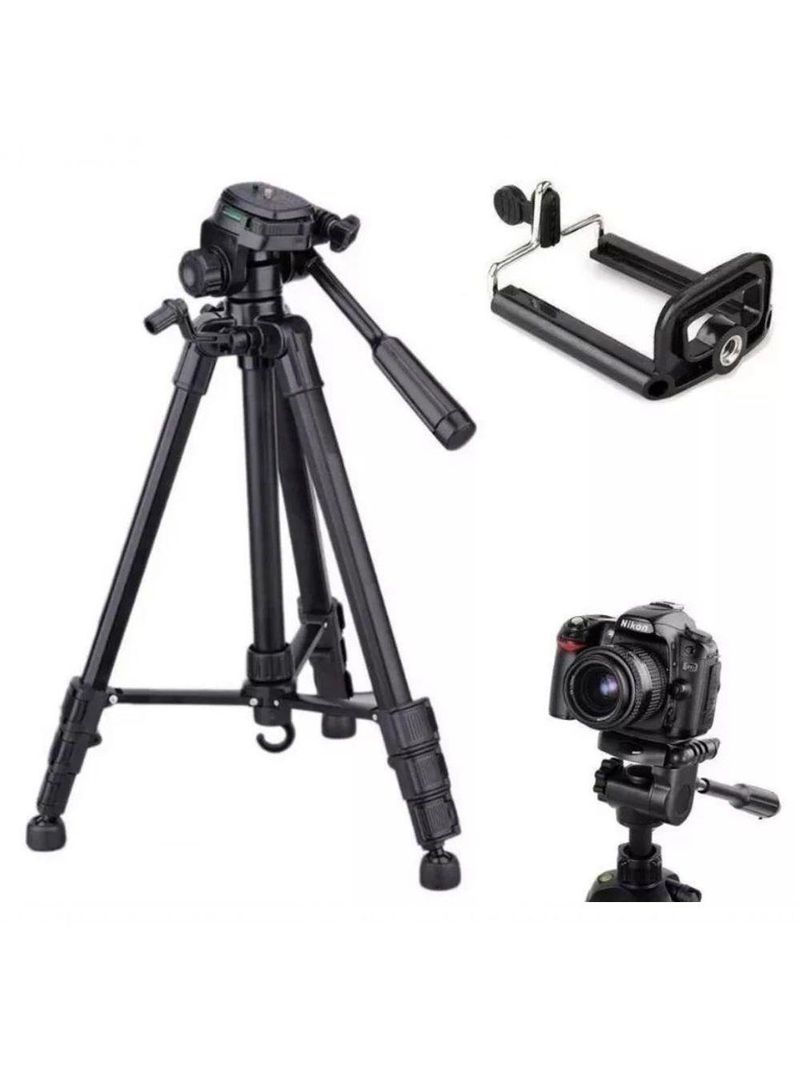 Tripé Para Câmera Digital Com Nível E Suporte Para Celular 140 Mts