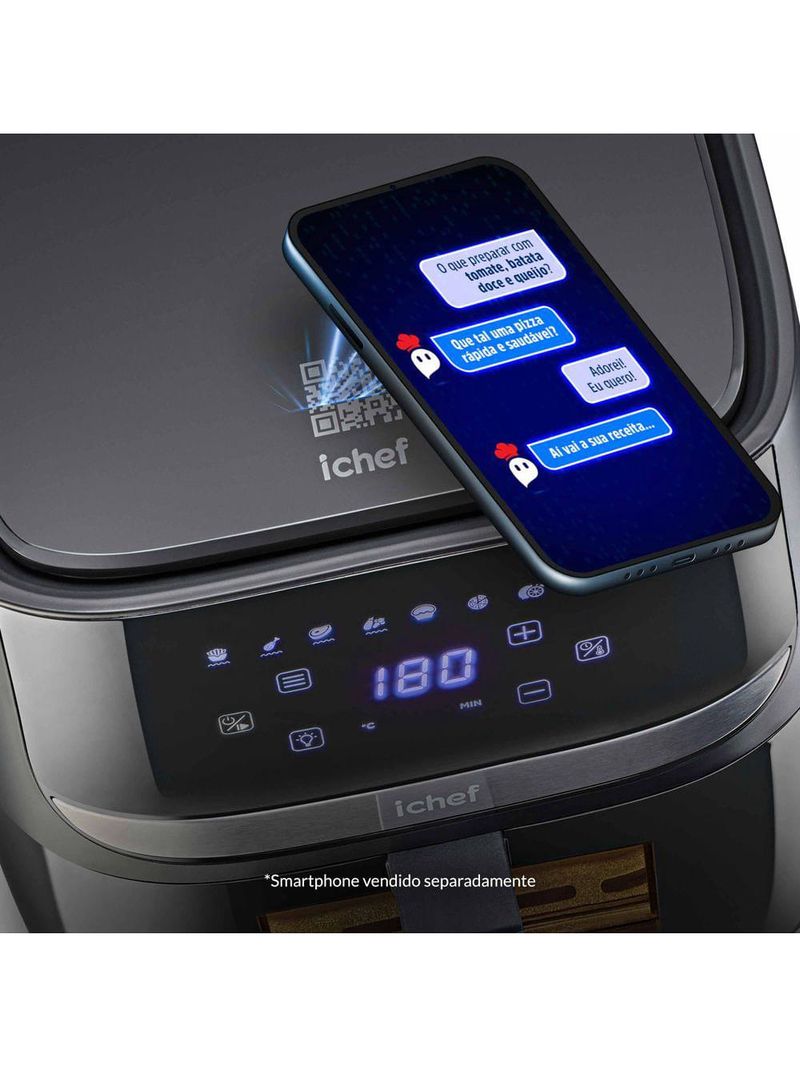 Fritadeira elétrica airfryer vision max ichef polishop 5,7l