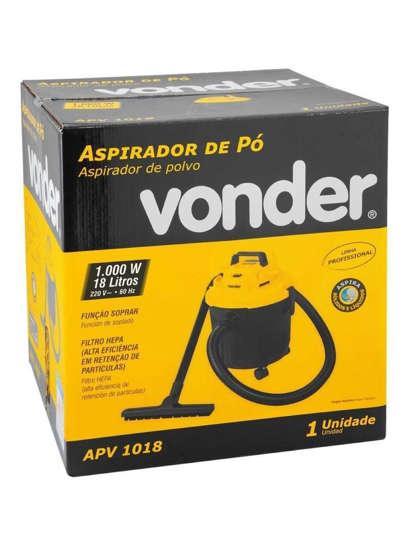 Aspirador De Pó E Líquidos 1000W Apv1018 Vonder 220V