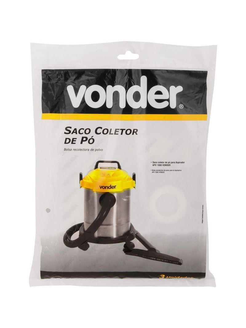 Saco Coletor De Pó Para Aspirador Apv 1000 Jogo 3 Peças Vonder