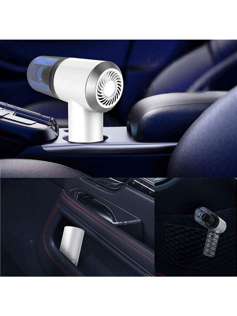 Mini Aspirador De Po Sem Fio Portatil Limpa Tudo Casa Carro Vacuo Branco