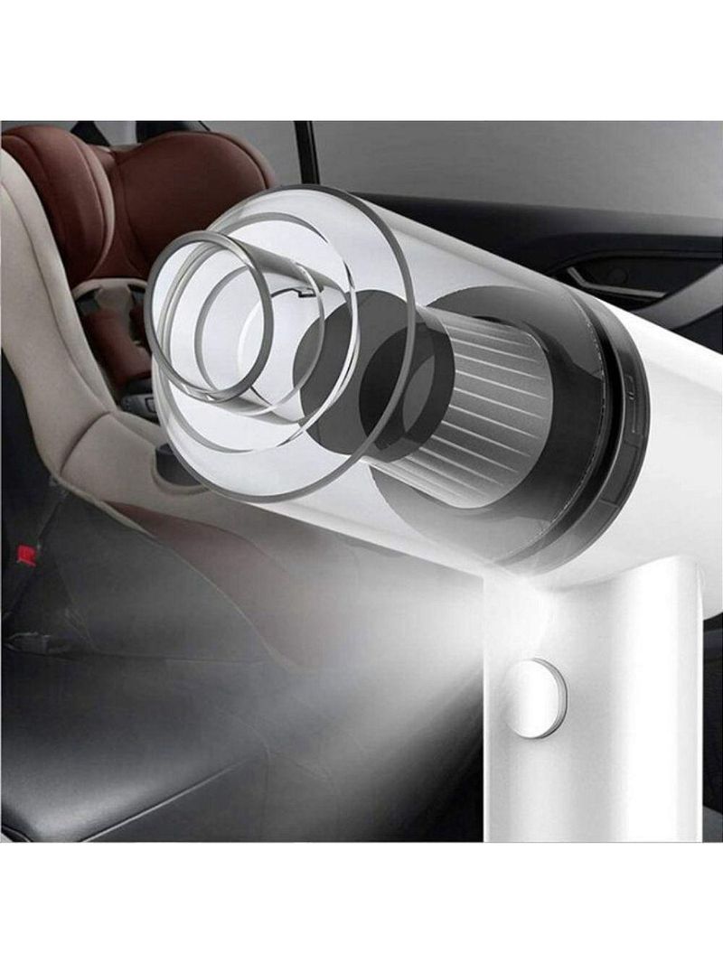 Mini Aspirador De Po Sem Fio Portatil Limpa Tudo Casa Carro Vacuo Branco