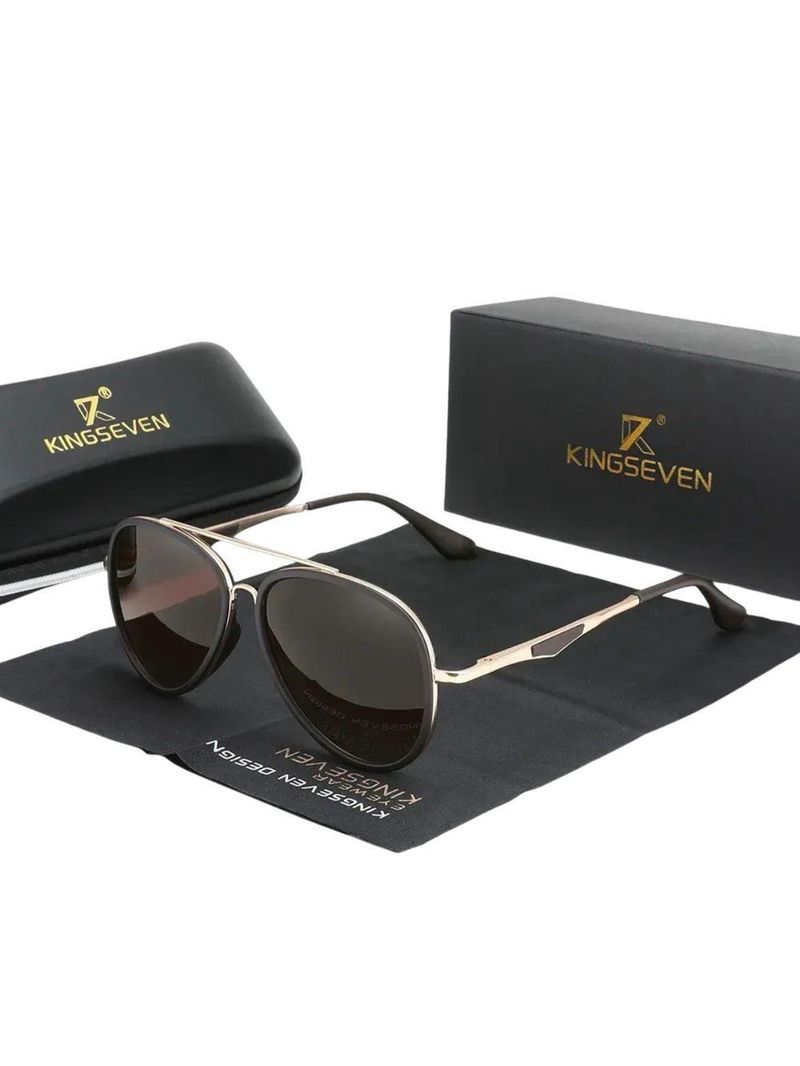 Óculos Clássico Masculino óculos Polarizados, Pilot Driving Eyewear Marrom