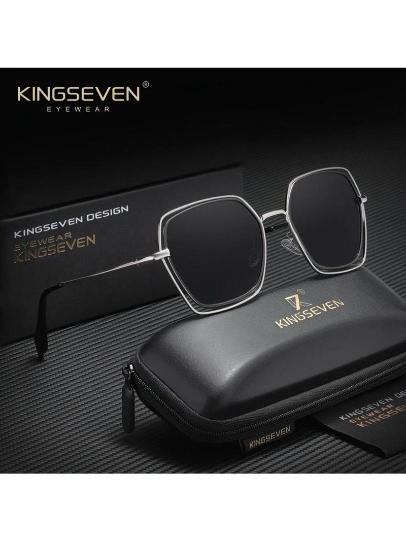 Óculosclássico, Armação Quadrada Feminina Kingseven Uv400 Prata