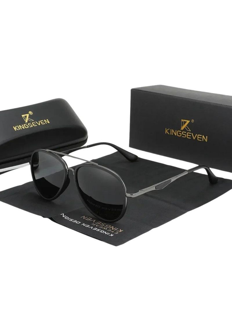 Óculos Clássico Masculino óculos Polarizados, Pilot Driving Eyewear Preto Cinza