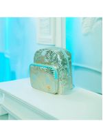 Mochila De Costas Feminina Brilhosa Folhas Passeio Cor:verde