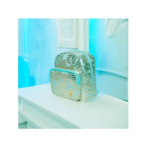 Mochila De Costas Feminina Brilhosa Folhas Passeio Cor:verde