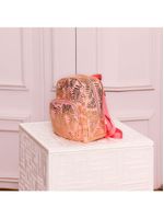 Mochila De Costas Feminina Brilhosa Folhas Passeio Cor:rosa