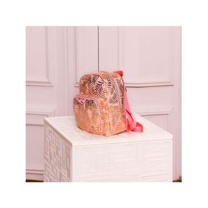 Mochila De Costas Feminina Brilhosa Folhas Passeio Cor:rosa