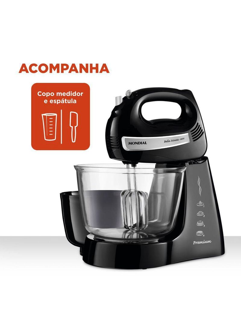 Batedeira Bella Massa B-23 Np Batedeira-220v-preto/inox