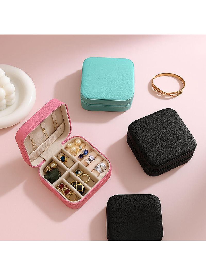 Mini Porta-jóias Em Couro Sintético Rosa Pink – Compacto, Sofisticado E Ideal Para Viagens