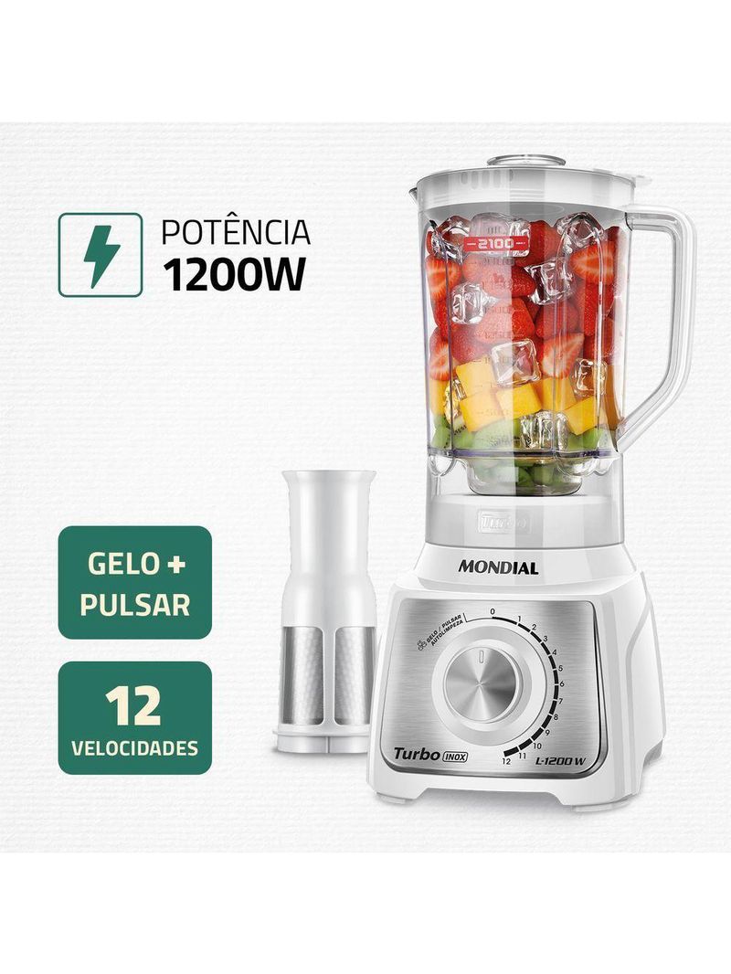 Liquidificador Mondial Turbo Black L-1200-wi Liquidificador L-1200-wi 220v/60hz