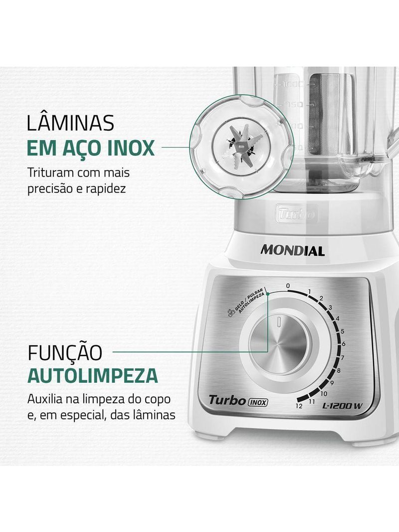 Liquidificador Mondial Turbo Black L-1200-wi Liquidificador L-1200-wi 220v/60hz