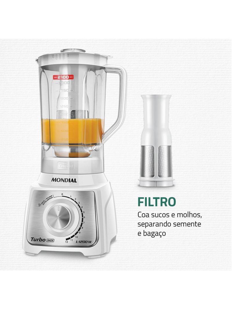 Liquidificador Mondial Turbo Black L-1200-wi Liquidificador L-1200-wi 220v/60hz