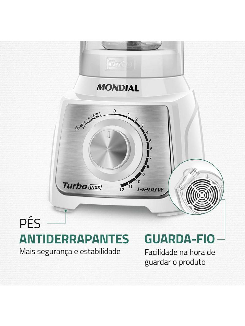 Liquidificador Mondial Turbo Black L-1200-wi Liquidificador L-1200-wi 220v/60hz