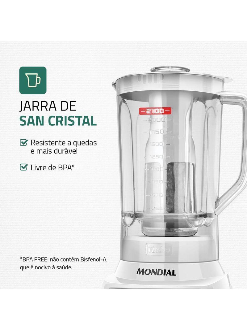 Liquidificador Mondial Turbo Black L-1200-wi Liquidificador L-1200-wi 220v/60hz