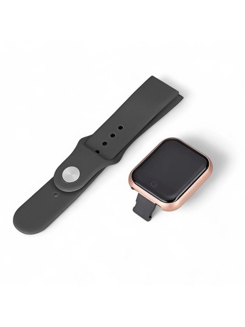 Smartwatch Digital D20/y68 Dourado Pulseira Preta Monitor De Passos E Frequência Cardíaca