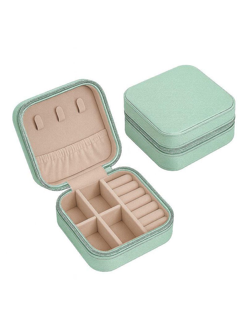 Mini Porta-jóias Em Couro Sintético Verde Menta
