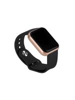 Smartwatch Digital D20/y68 Dourado Pulseira Preta Monitor De Passos E Frequência Cardíaca