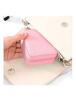 Mini Porta-jóias Em Couro Sintético Bege – Compacto, Elegante E Ideal Para Viagens