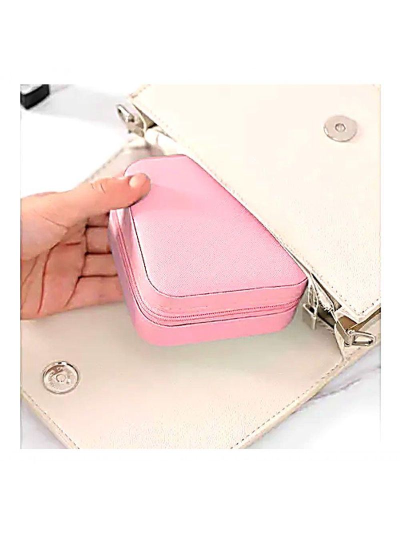 Mini Porta-jóias Em Couro Sintético Bege – Compacto, Elegante E Ideal Para Viagens