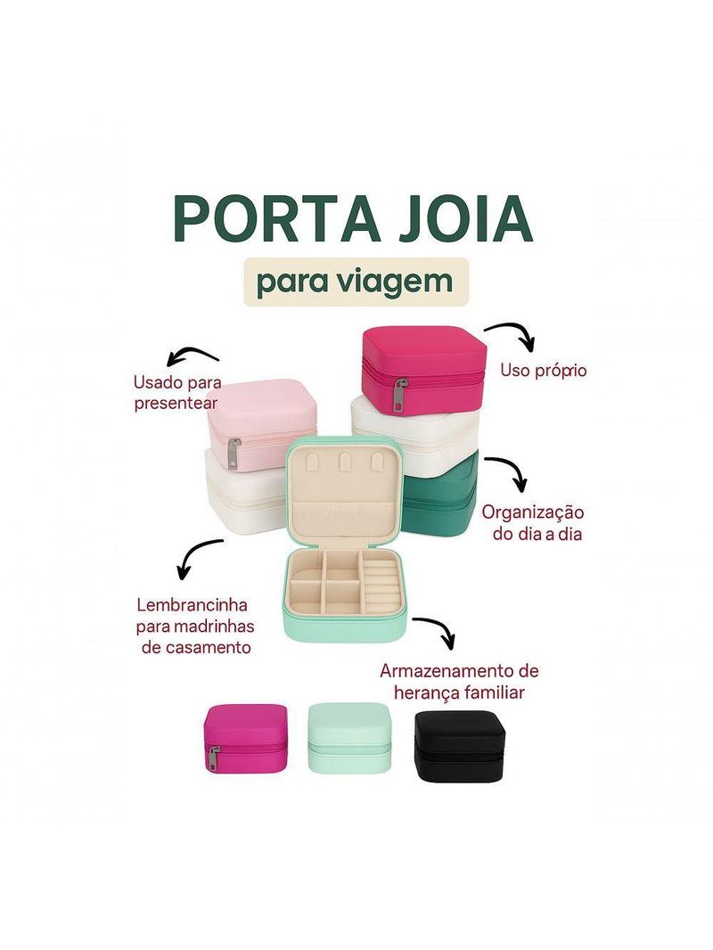 Mini Porta-jóias Em Couro Sintético Bege – Compacto, Elegante E Ideal Para Viagens