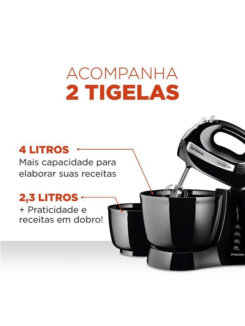 Batedeira Mondial B-04 Np Batedeira-220v-preto/inox