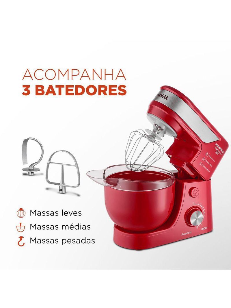 Batedeira Planetária Premium Bp-01p-r 127v-vermelho/inox