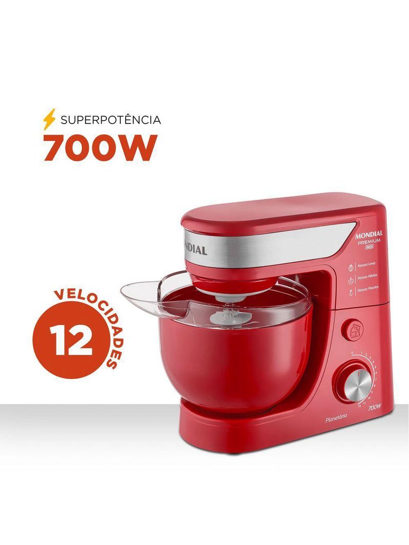 Batedeira Planetária Premium Bp-01p-r 127v-vermelho/inox