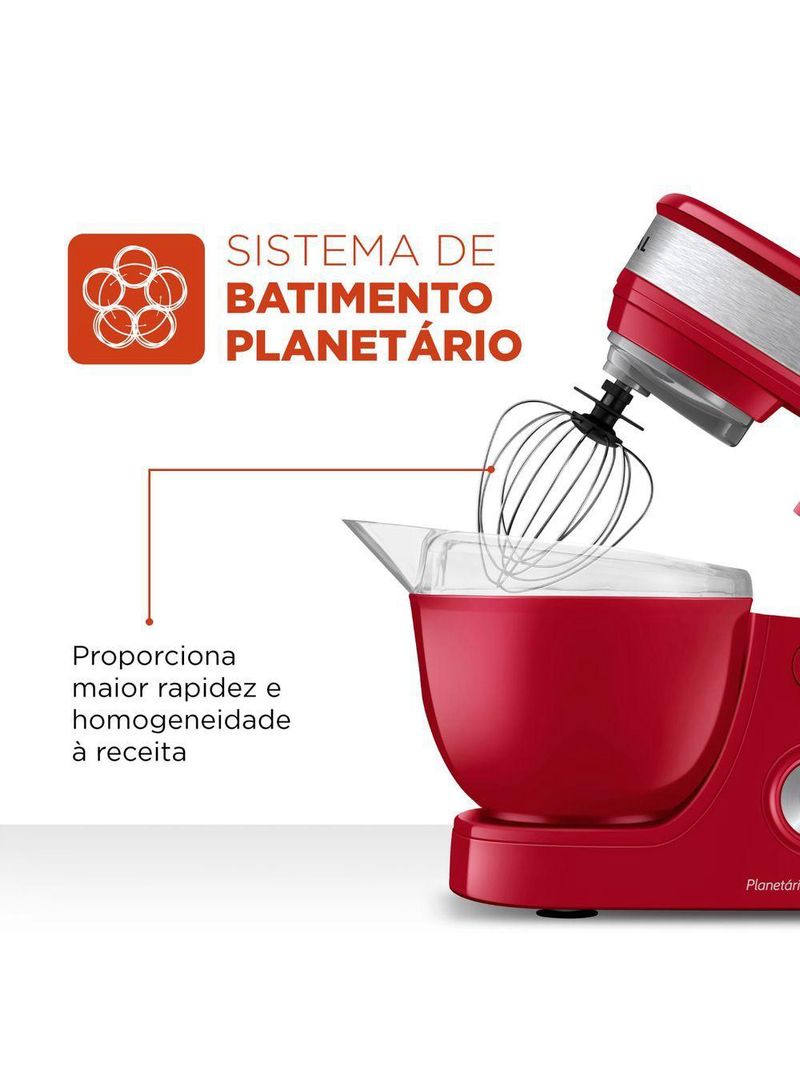 Batedeira Planetária Premium Bp-01p-r 127v-vermelho/inox