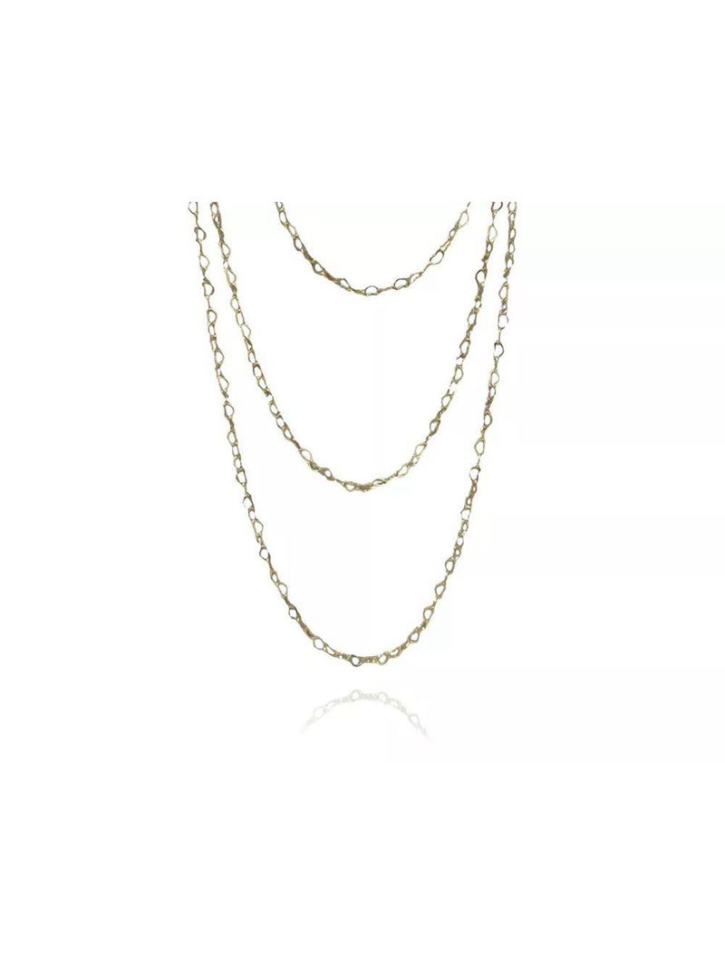 Colar Triplo De Coraçao Folheado Em Ouro 18k