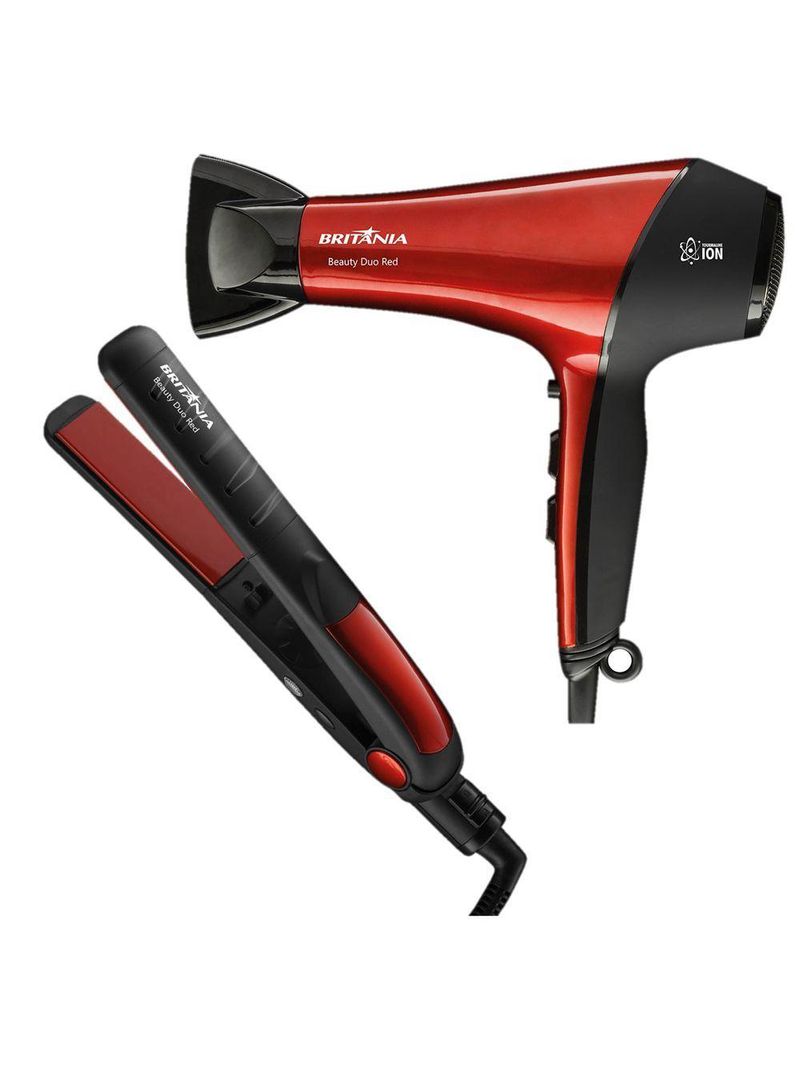 Kit Secador E Prancha De Cabelo Britânia Beauty Duo Vermelho 110V