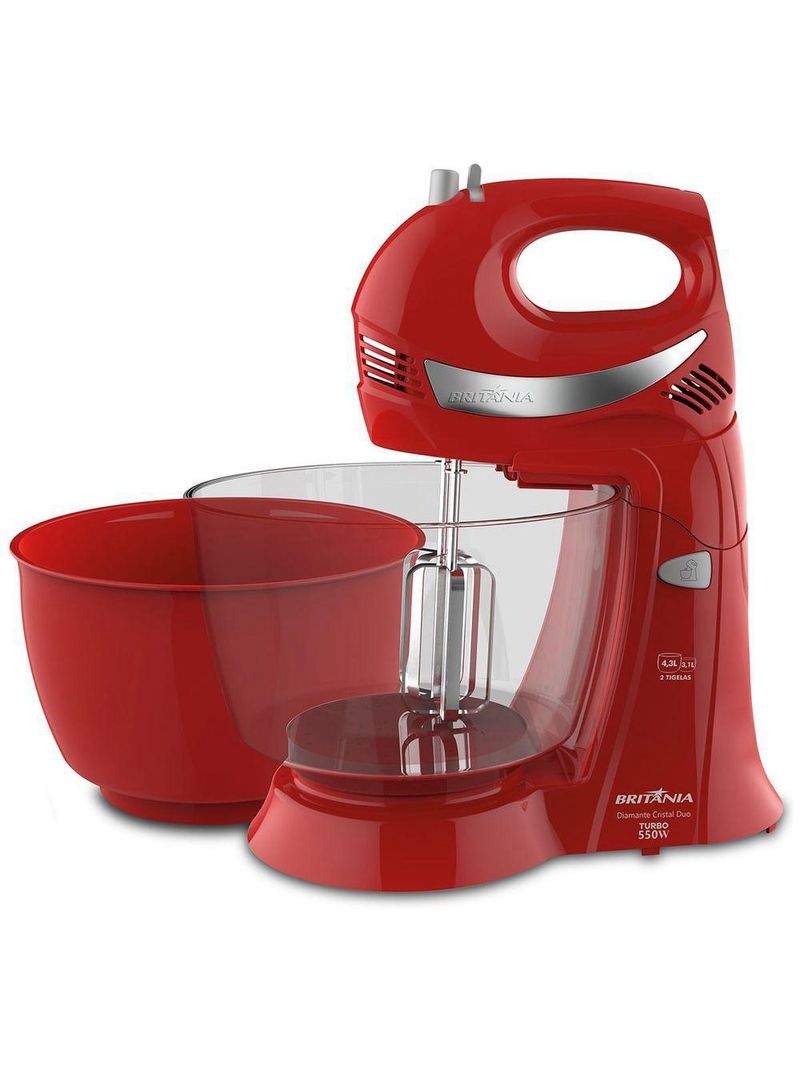 Batedeira Britânia Diamante Cristal Double Mixer Vermelha 550W 110V
