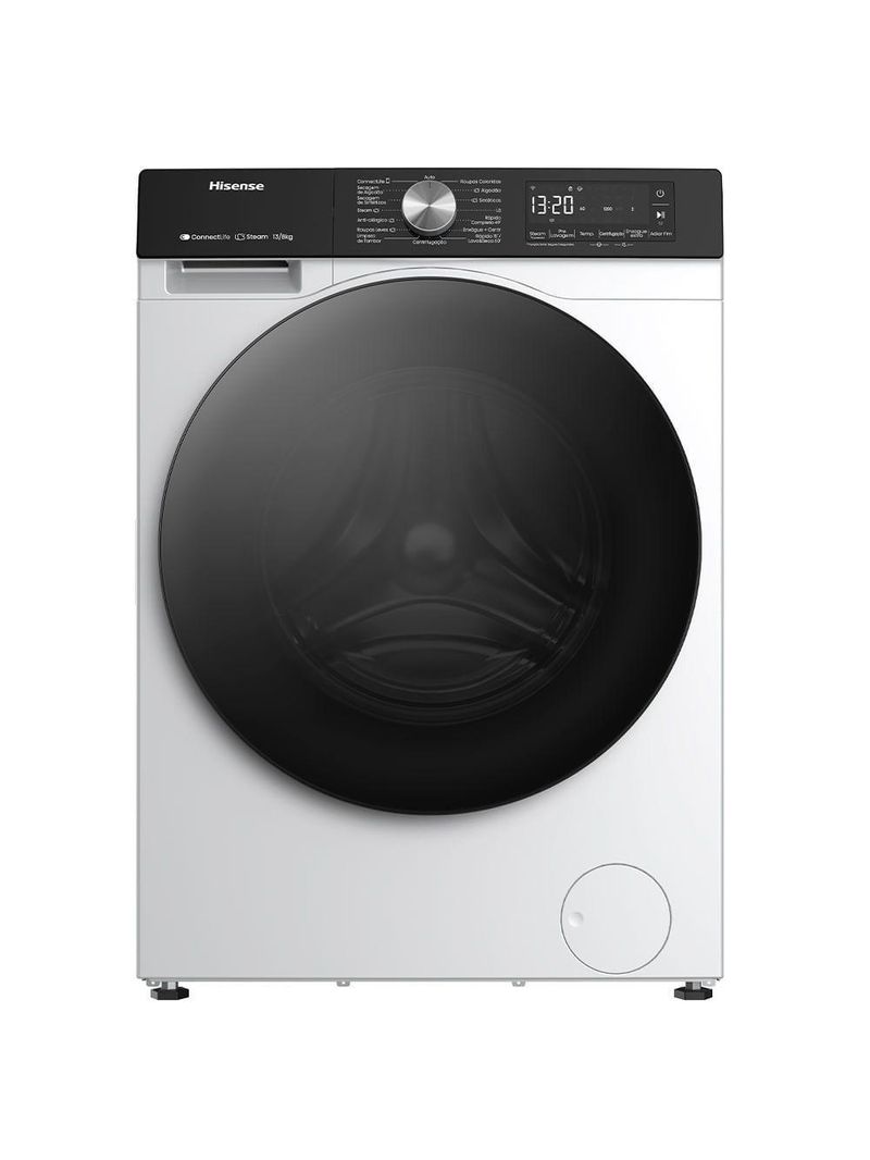 Lava e Seca 13kg Hisense Branca com 13 Programas de Lavagem Steam Wi-fi WD3S13 Branco 220V