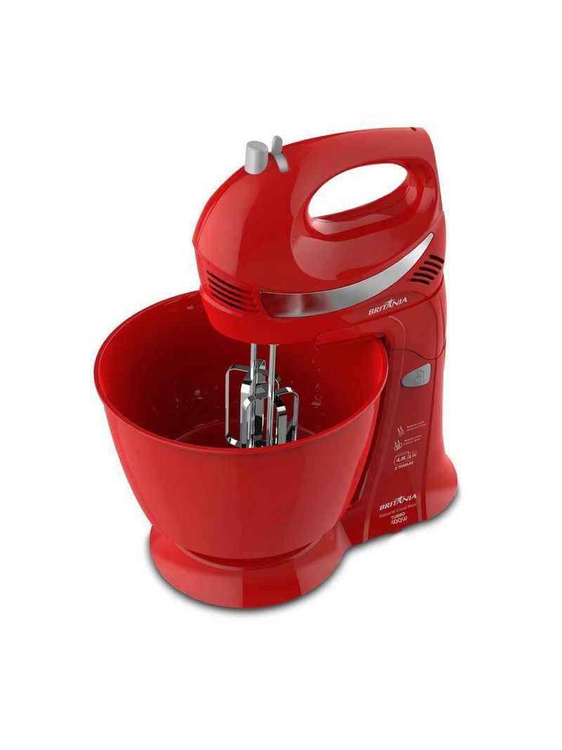 Batedeira Britânia Diamante Cristal Maxx Turbo 400W Vermelha 110V