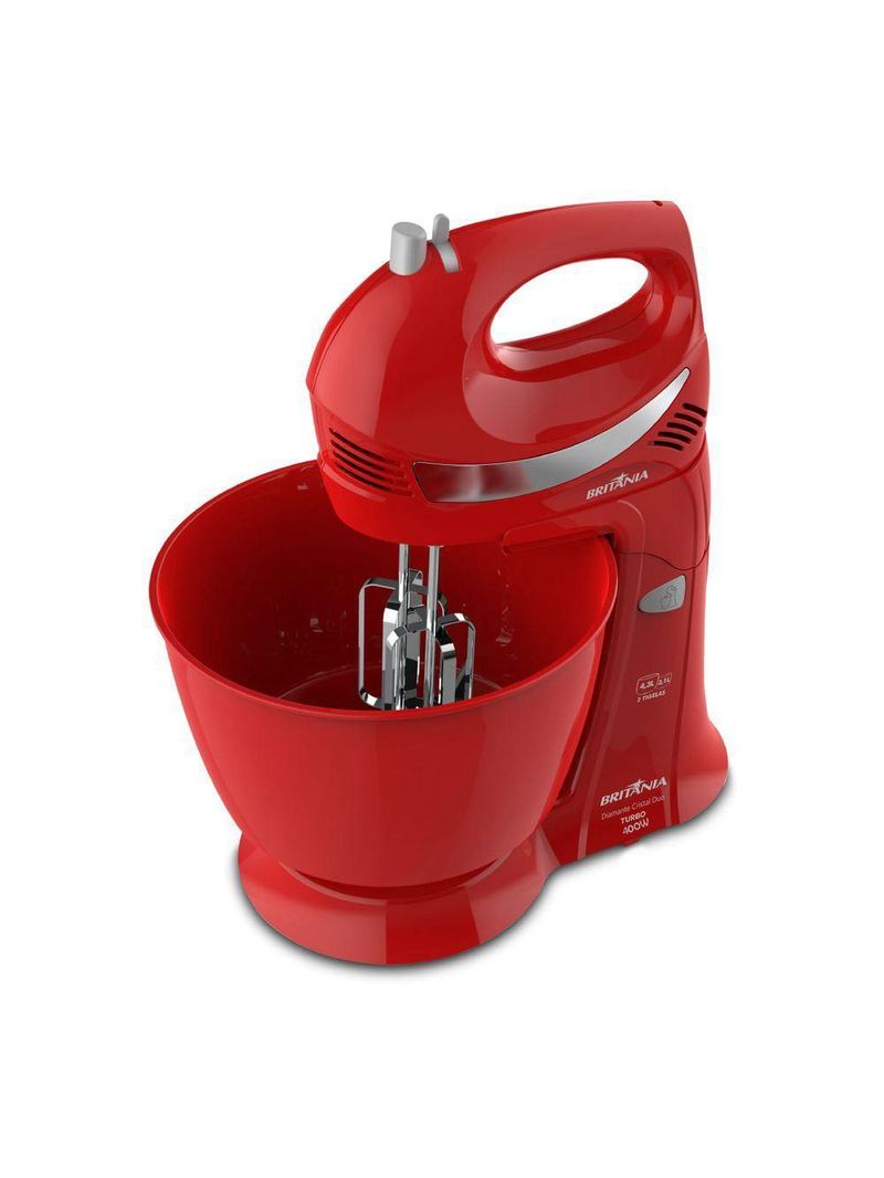 Batedeira Britânia Diamante Cristal Duo Turbo Vermelha 400W 110V
