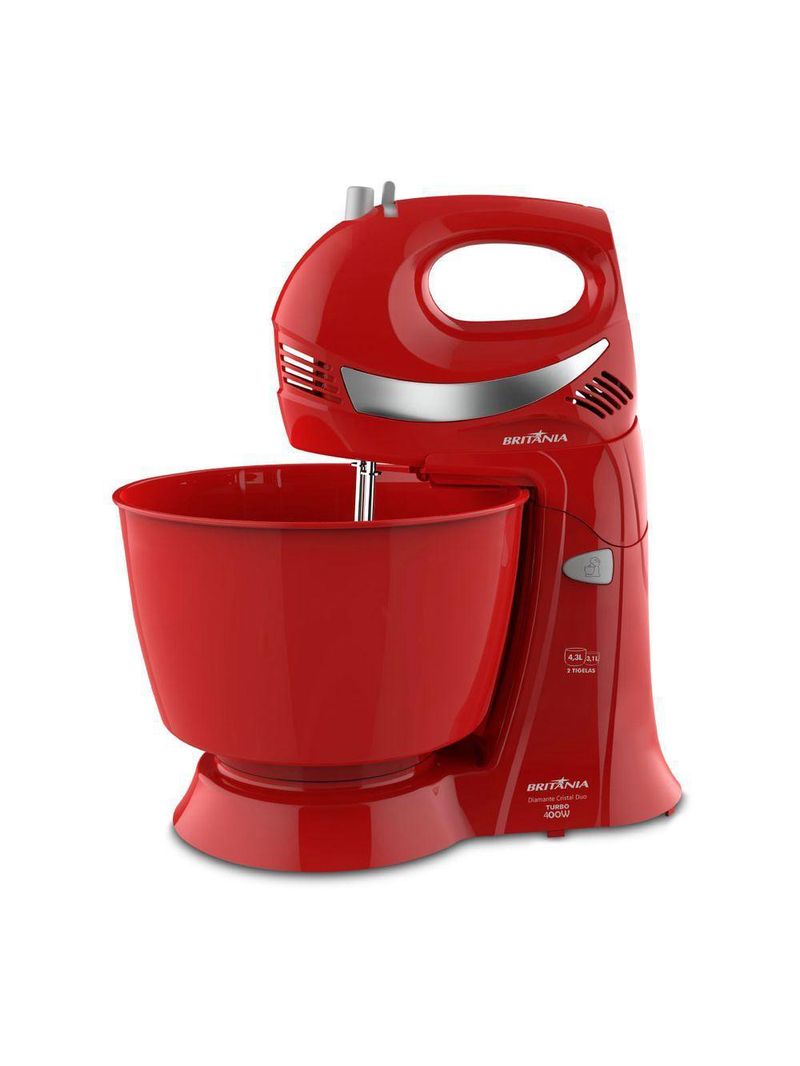 Batedeira Britânia Diamante Cristal Duo Turbo Vermelha 400W 110V