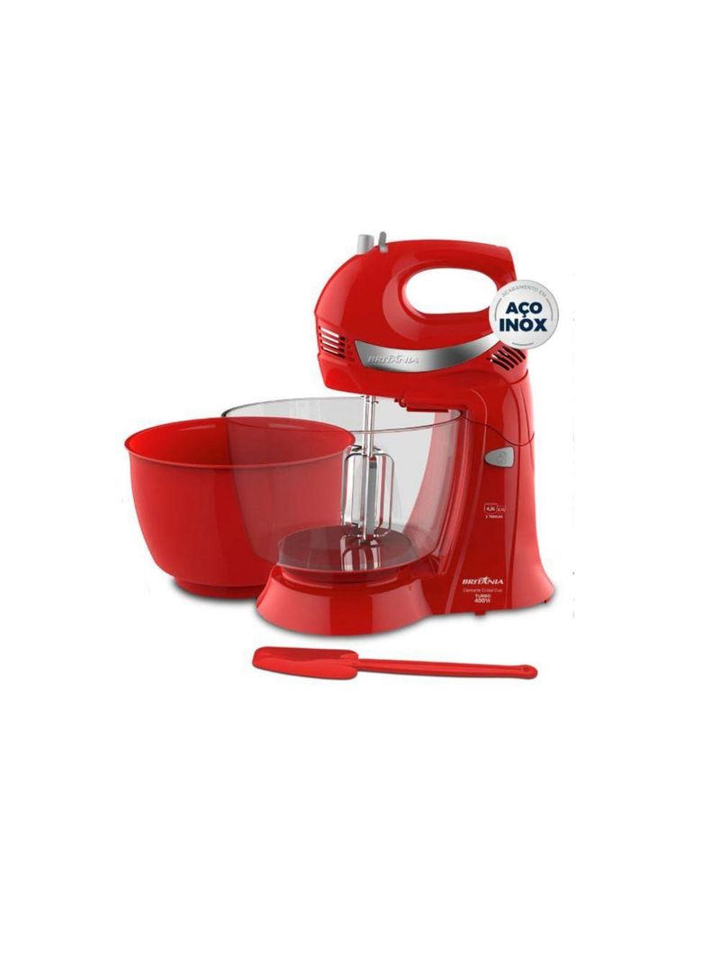 Batedeira Britânia Diamante Cristal Duo Turbo Vermelha 400W 110V