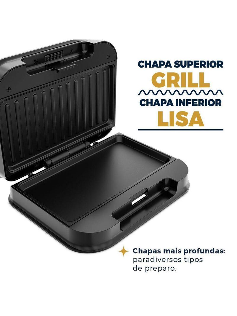 Sanduicheira E Grill Britânia Inox 2 Em 1 750W BGR25B 110V