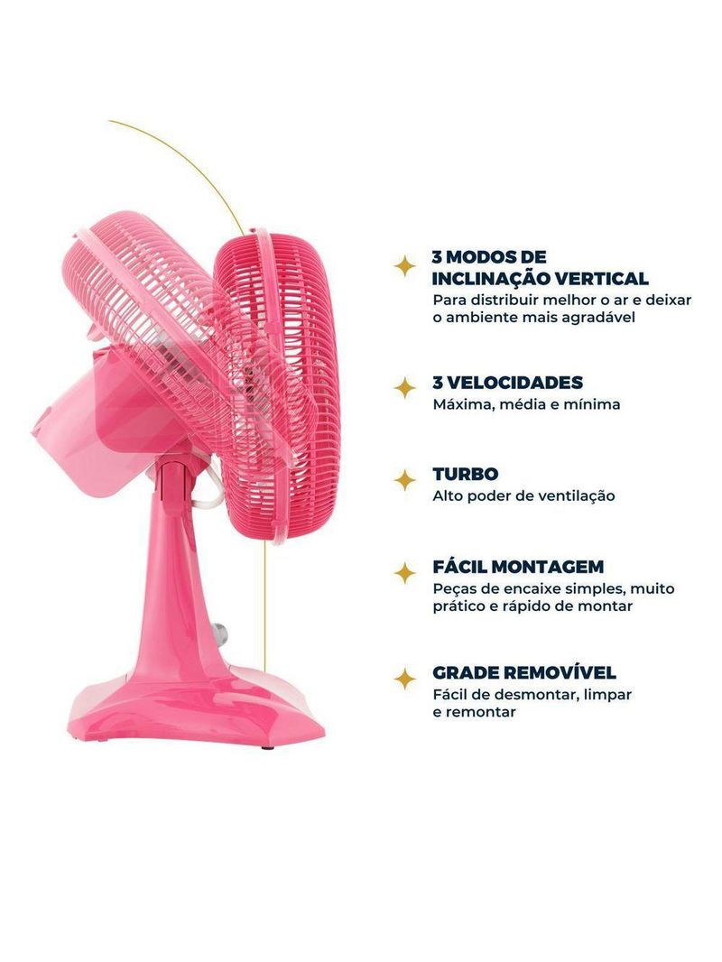 Ventilador Rosa Britânia Maxx Force 60W BVT304 220V