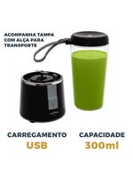 Liquidificador Portátil Britânia 300ml 50W USB BLQE02A Bivolt