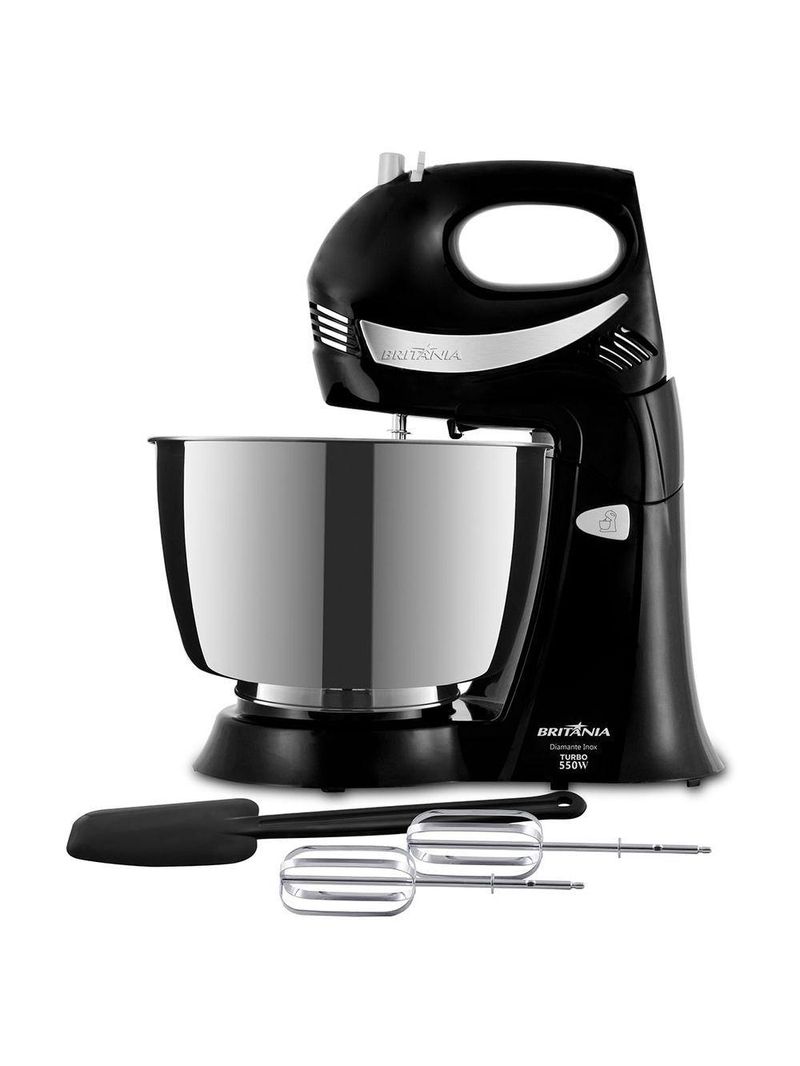 Batedeira Britânia Diamante Inox PR Preto 4,3l 550W 2 Em 1 110V