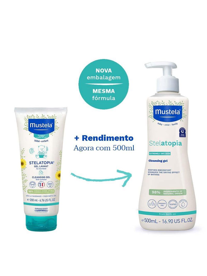 Stelatopia gel lavante mustela pele ressecada e atópica