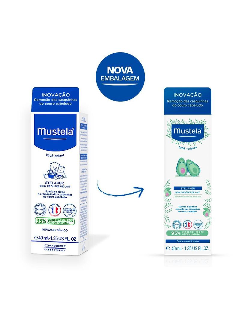 Creme infantil mustela bebê stelaker crosta láctea