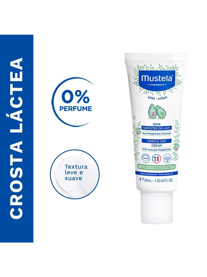 Creme infantil mustela bebê stelaker crosta láctea